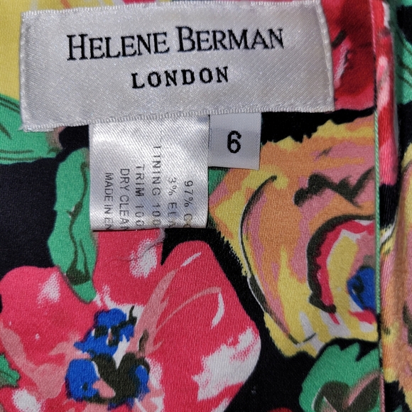 London Designer Helene Berman Floral Dress Size 6 Black Lining With Tulle - Picture 8 of 12